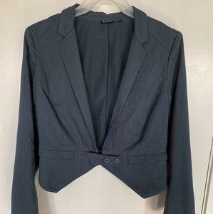Tildon Blue Navy Double Button Flap Pocket Crop Blazer Size S